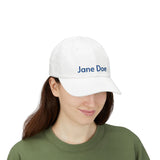 Jane Doe Baseball Cap (White Hat/Blue Embroidery)